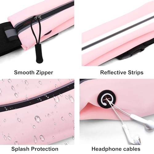 Running Belt Fanny Pack Men and Women Slim Running Bag Money Belt - color: Peach