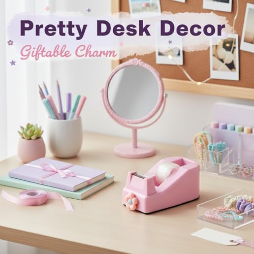 Tape Dispensers,Purple/Pink Tape Dispenser,Tape Dispenser Desk with Stable Weighted Base,Easy One-Hand Use for Scrapbook,Duct Tape & Packing Tape,Ideal for Vision Board Supplies,Office&School Supplies