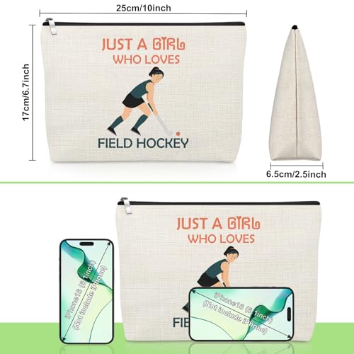 Field Hockey Player Makeup Bag Field Hockey Gifts for Woman Inspirational Gifts for Sport Lover Friend Coach Team Player Cosmetic Bag Birthday Christmas Thanksgiving Present Travel Zipper Pouch - color: Field Hockey Makeup Bag