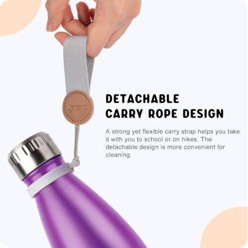 Kids Water Bottle for School,9 oz Stainless Steel,Leak Proof (Purple) - color: Purple, size: 9 Ounces
