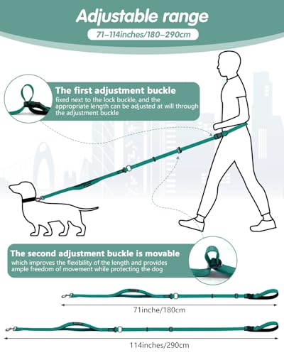 Hands Free Dog Leash, Multifunctional Crossbody Dog Leash - color: Green, size: Large-5.9-9.5ft