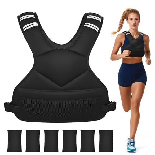 Ragebby Adjustable Weighted Vest for Women Men, 4-10lb/12-18lb/ Vest with 6 Ironsand Weights, Weight Vest with Reflective Strip for Running, Walking, Exercise, Strength Training