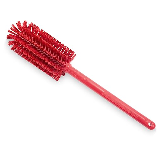 SPARTA Large Water Bottle Brush Ideal for Wide-Mouth Jars, Bottles and Tumblers, Dishwashing Tool with Handle for Home and Commercial Kitchens, Plastic, 16 Inches, Red, (Pack of 4) - color: Red