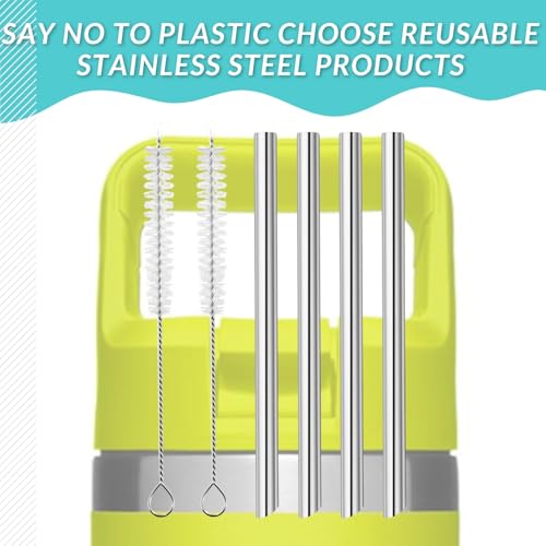 4PCS Replacement Metal Straw for YETI Rambler Jr. Water Bottle, Reusable Stainless Steel Replacement Straws with 2PCS Cleaning Brushes Compatible with YETI Rambler Jr. Bottle (12oz) - size: 12oz