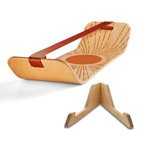 GIBBON SlackBoard, Balance Board Kids & Adults, Slackline Balance Trainer - color: Sunbeam with Stand