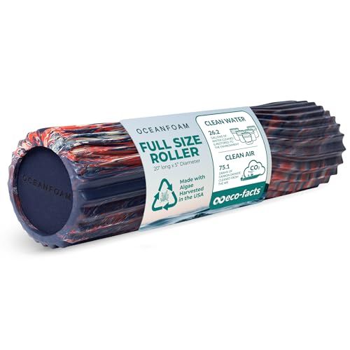 Oceanfoam Tidal Exercise Foam Roller (Red, Dark Navy & Natural Marbled) - color: Red, Dark Navy & Natural Marbled
