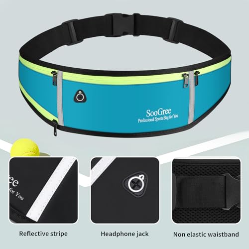SooGree Men Women Running Belts,Slim Sport Belts,Waterproof Running Fanny Pack,Waterproof Running Waist Packs with Reflective Strip,Runner Belt for Running Walking Cycling Camping Gym (Blue) - color: Blue