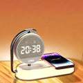IHAO 4in1 Multifunctional Smart Alarm Clock with Wireless Charging Bright Adjustable Night Light 15W Fast Charger for Phone & Earbuds, 3 Group Alarms, Touch Control for Bedside Table-W001 White - color: Wireless Charger Alarm Clock W001 White