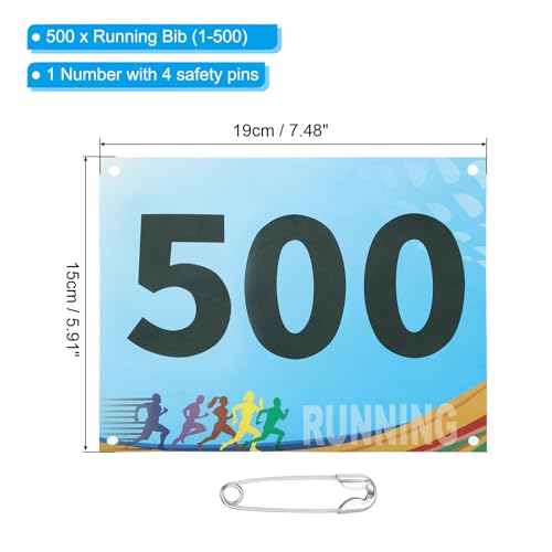 PATIKIL Tearproof Running Bib Numbers, Race Competitor Numbers - size: 7x6 Inch, style: 1-500