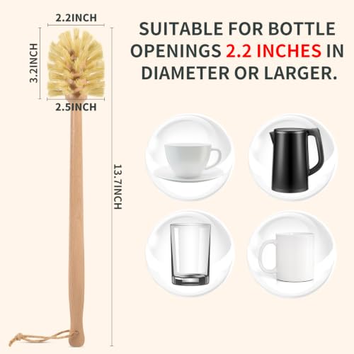 DEBETOOL 2-Pack Wooden Bottle Brush with Sisal Bristles