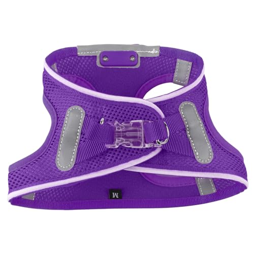 Light Up Dog Harness, Rechargeable LED Dog Harness for Small Medium Dogs - color: Purple, size: L