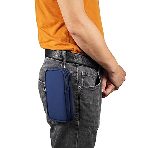 Dual Layer Universal Neoprene Cell Phone Sleeve, Zip Wallet Belt Loop Holster for iPhone 17 16 15 14 13 12 11 Pro Max Samsung Galaxy A17 16 S26 Ultra Google Pixel 10 Pro XL OnePlus 15 (Blue) - color: Blue