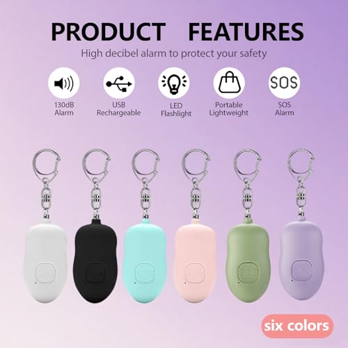 Personal Safety Alarm for Women,2Pack 130dB Self Defense Keychain - color: Black+Purple