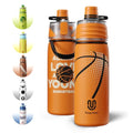 Basketball Water Bottle - 20oz Insulated Misting Water Bottles Stainless Steel 3D Textured - Basketball Accessories Gift for Kids - color: Basketball