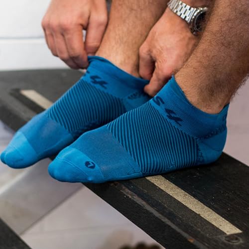 OS1st FS4 Plantar Fasciitis No Show Compression Socks - color: Blue, size: Large