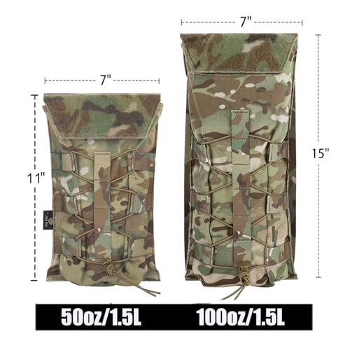 PETAC GEAR 1.5L / 3L Tactical Hydration Pack，Molle Carrier Pouch for 50 oz /100 oz Hydration Bladder Daypack Water Backpack. - color: MC, size: 3L combination set