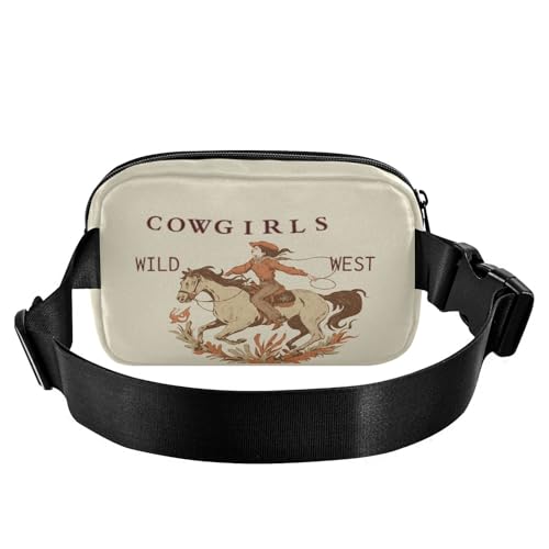 Wild West Rodeo Cowgirl Belt Bag for Women Men Fanny Pack Small Waist Pouch Crossbody Bags for Outdoor Hiking Running Travel - color: Cowgirl