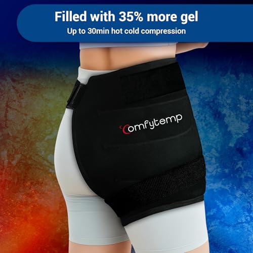 Comfytemp Hip Ice Pack Wrap for Sciatica Pain Relief, Black (S/M) - color: Black, size: Small/Medium