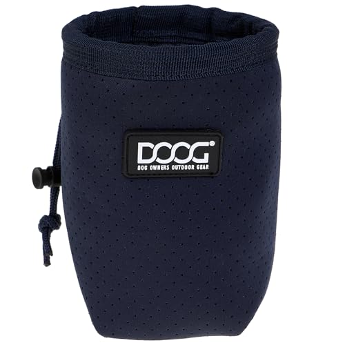 DOOG Neosport Treat & Training Pouch - Lightweight Neoprene Dog Treat Bag with Drawstring Closure & Belt Clip - Compact Hands-Free Reward Holder - Navy - color: Navy Blue, size: Small