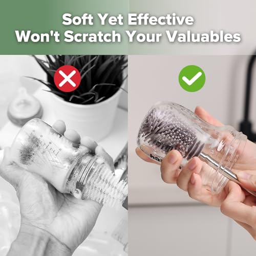 Haakaa Silicone Bottle Brush for Baby Bottles & Crevices, SUVA Grey, 1PK - color: Suva Grey, size: 1 Piece Set