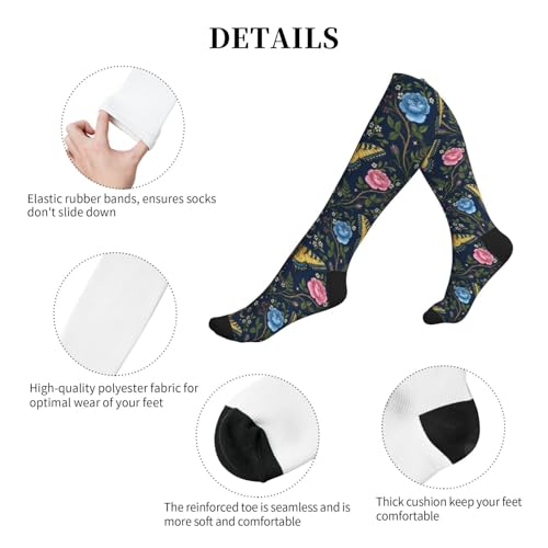 Witchy Moth Compression Socks For Women Men - color: Floral Butterfly