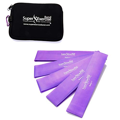 Mini Loop Bands 14x3 in, Latex Free, 3/5/10 Pack Sets - color: r. Purple HEAVY+ Loop Band 5 Pack