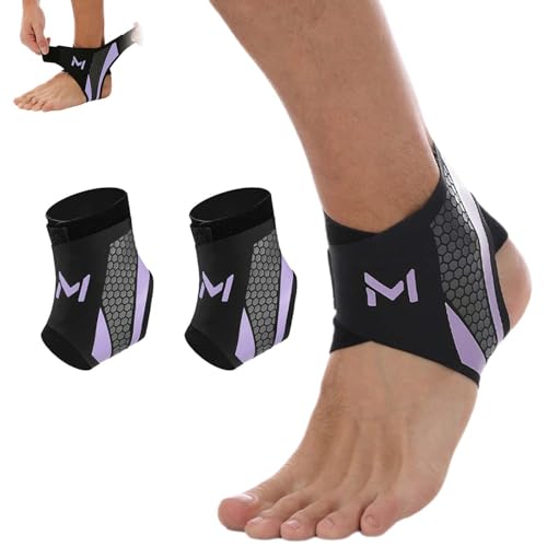 2-Pack Ankle Brace for Men Women, Adjustable Lace up Ankles Sock, Ankle Stabilizer with Straps, for Basketball, Sports Stability (Purple) - color: Purple
