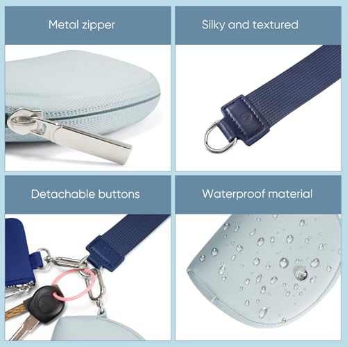 VUTUXA KeyChain Wallet Wristlet For Women Mini Zip Dual Pouch Coin Purse - color: blue+dark blue