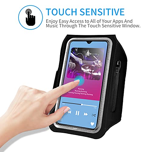 HAISSKY Running Armband with Earphone Pouch, Elastic Strap for 6.4" Phones