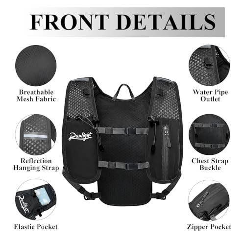 Runlight Running Vest for Women Men Lightweight Hydration Backpack Pack with 1.5L Water Bladder Bag Hydro Daypack for Hiking,Trail,Skiing,Camping,Cycling,Race,Marathon - color: Black-2