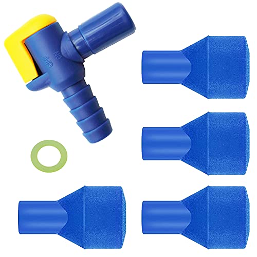 Bite Valve Replacement Mouthpiece Fit for Hydration Pack Bladder Water Backpack and Most Brands(4-Pack), with Shutoff Valve and Tube O-Ring - color: Blue