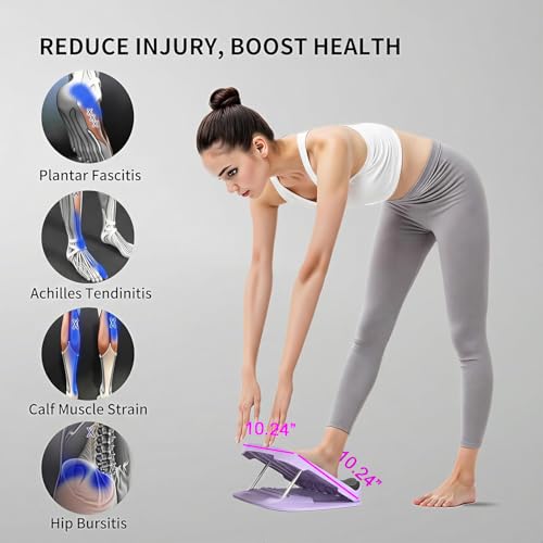 PROIRON Slant Board, Adjustable Calf Stretch Board, Thick Heel Pad for Comfort Stretching, Calf Stretcher Incline Board, Anti Slip Surface & Base for Safe Exercise, Ankle Heel Mobility, 10"x10" - color: Purple