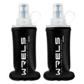 WRELS TPU Soft Flask Lightweight Portable Reusable Water Bottle,BPA Free Collapsible Flask for Hydration Pack in Running Hiking Cycling and Marathon - color: Black-150ML*2