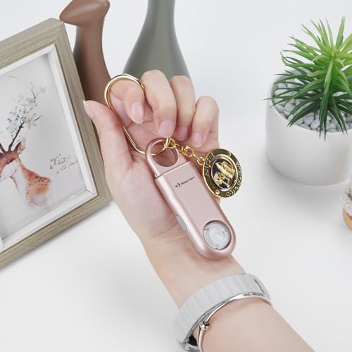 135dB Rechargeable Personal Alarm with Ultra Bright Flashlight - color: RoseGold, style: Rechargeable & Built-in Flashlight
