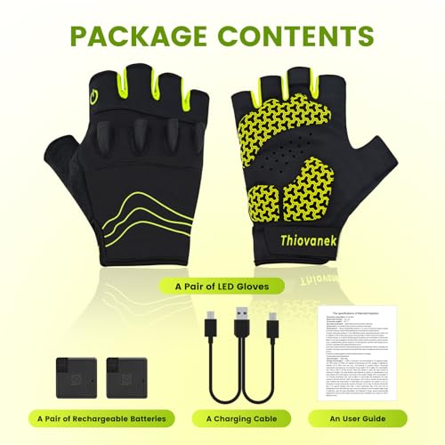 Rechargeable 4 LED Flashlight Cycling Gloves Comfortable Fits for Men Gifts - size: Size L
