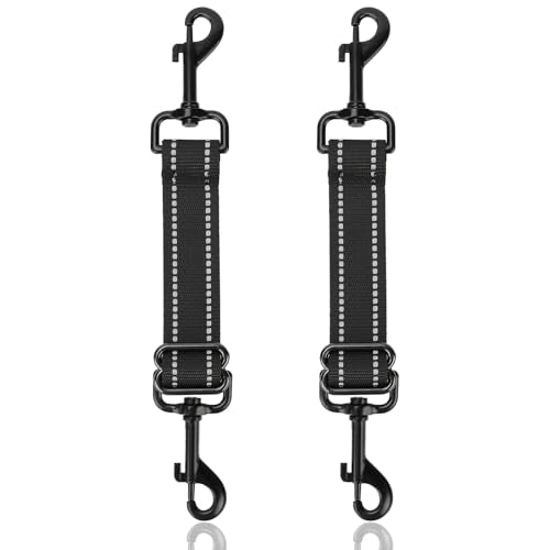 YUEPET 2 Pack Dog Collar Safety Clips, Adjustable Prong Collar Backup Clips - color: Bright Black*2（Trapezoid Black)
