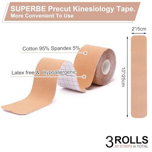 Kinesiology Tape Precut Strips K Tape Rolls for Muscle Support - color: Beige