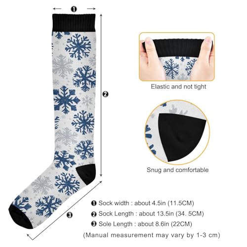 Snowflake Red Christmas Compression Sock for Women Men Funny Support Knee High Socks Running,Nurses,Travel - color: Sliver Blue Snowflake