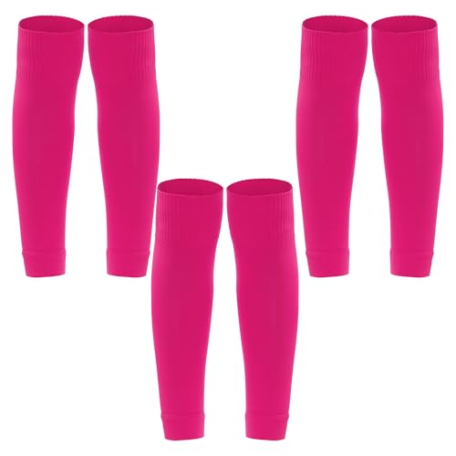 phnydreg 3 Pairs Leg Sleeve Shin Pre Cut Socks for Kids Youth Men Women Soccer Running Cycling - color: Pink