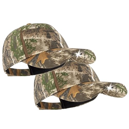 LED Hat Light - POWERCAP Baseball Cap with Light Built in - LED Cap Visor Light with Bright Headlight and IPX4 Rating - color: 2.5 Realtree Edge Camo 2-pack