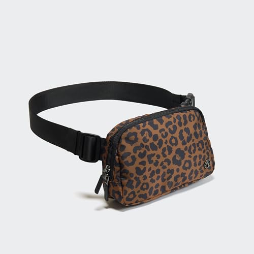 Pander Nylon Fanny Pack for Women, Two-Way Zipper Crossbody Bag - color: Midnight Leopard