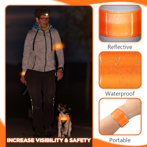 Halloscume Pcs Reflective Arm Snap Band 15.75 in Slap Bracelet - color: Orange
