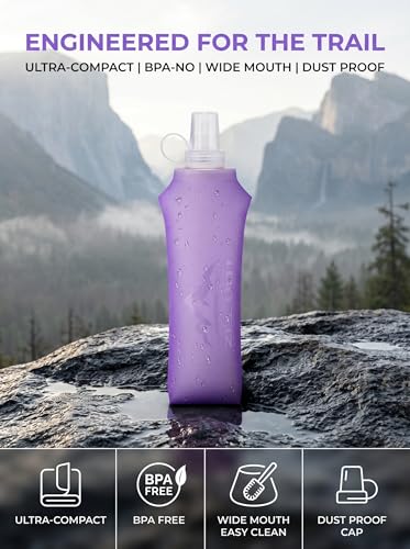 Zelvot Running Vest Collapsible Water Bottle, TPU 500ml Soft Flask (Purple) - color: Purple, size: 16.9 Ounces