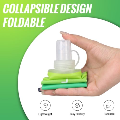 WRELS TPU Soft Flask Lightweight Portable Reusable Water Bottle,BPA Free Collapsible Flask for Hydration Pack in Running Hiking Cycling and Marathon - color: Green-500ML*2