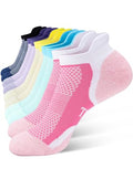 Trusiel Ankle Compression Socks for Women Running Moisture Wicking 5 Pairs - color: Pink Blue Yellow Navy Purple, size: 9.5-12