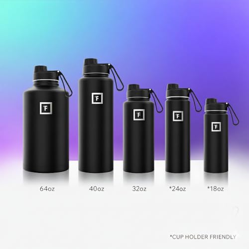 IRON °FLASK 40 oz Wide Mouth Water Bottle with Spout - color: Dark Rainbow