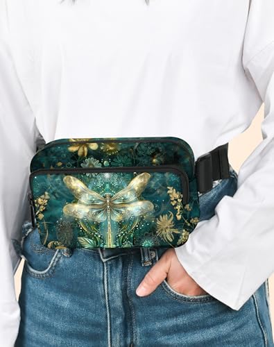 Dragonfly Fanny Pack Fashion Belt Bag Lightweight Waist Pouch with Adjustable Strap Mini Crossbody Bags for Women Travel Sports Running - color: Turquoise