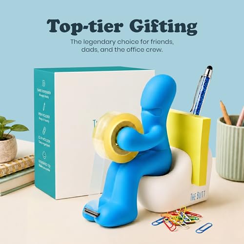 The Butt Tape Dispenser – Funny Blue Desk Accessories, Office Gag Gift - color: Blue
