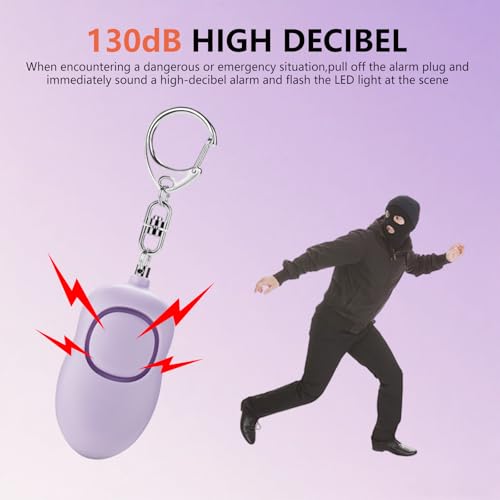 Personal Safety Alarm for Women,2Pack 130dB Self Defense Keychain - color: Black+Purple