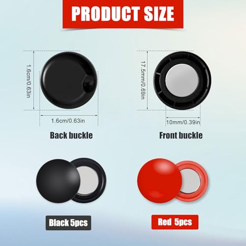BOXOB 10 Pairs Magnetic Race Bib Clips (Black & Red) - color: black + red